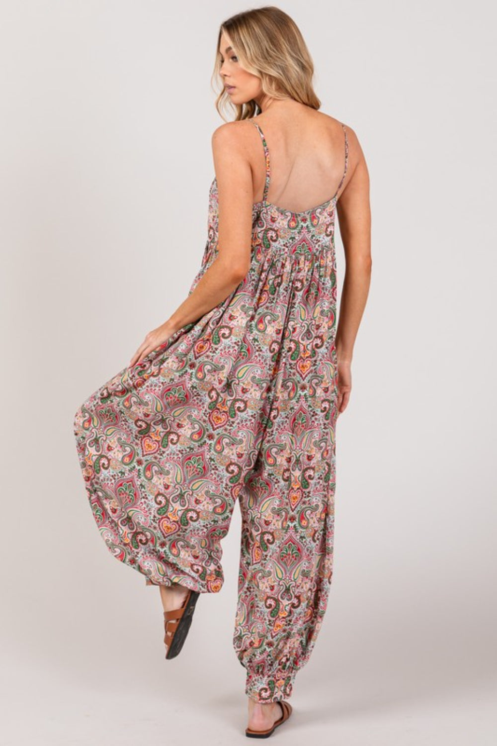 Multi Paisley Print Sleeveless Jumpsuit