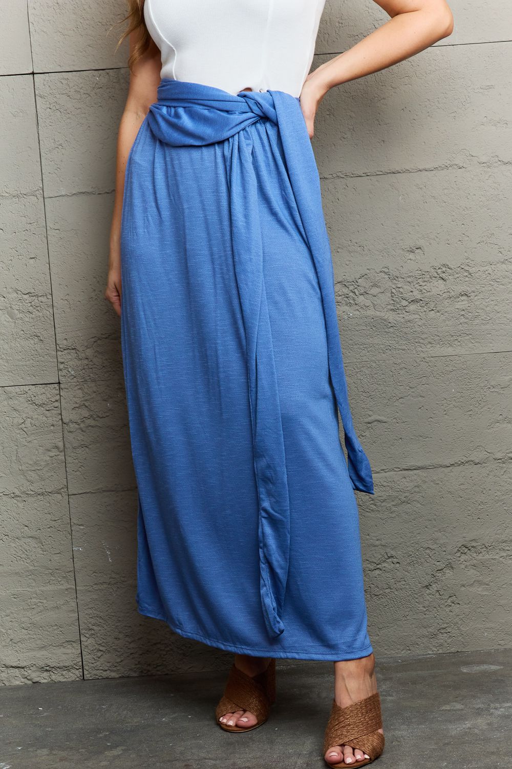 Criss Cross Halter Neck Maxi Dress Blue