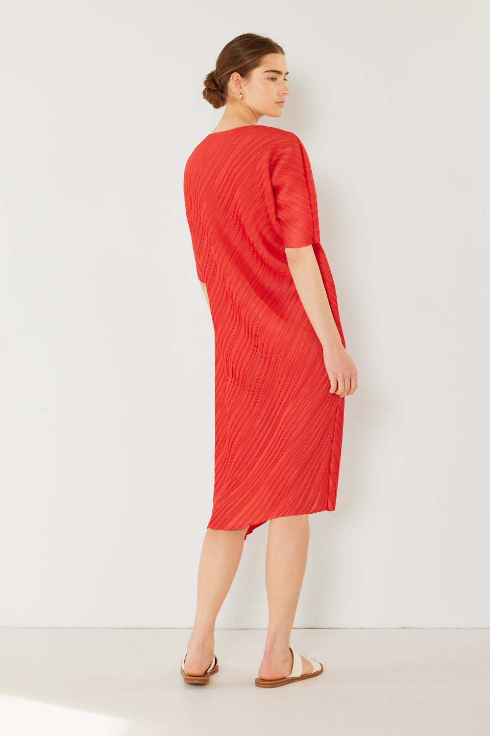 Swim Pleated Dolman Sleeve Midi Dress