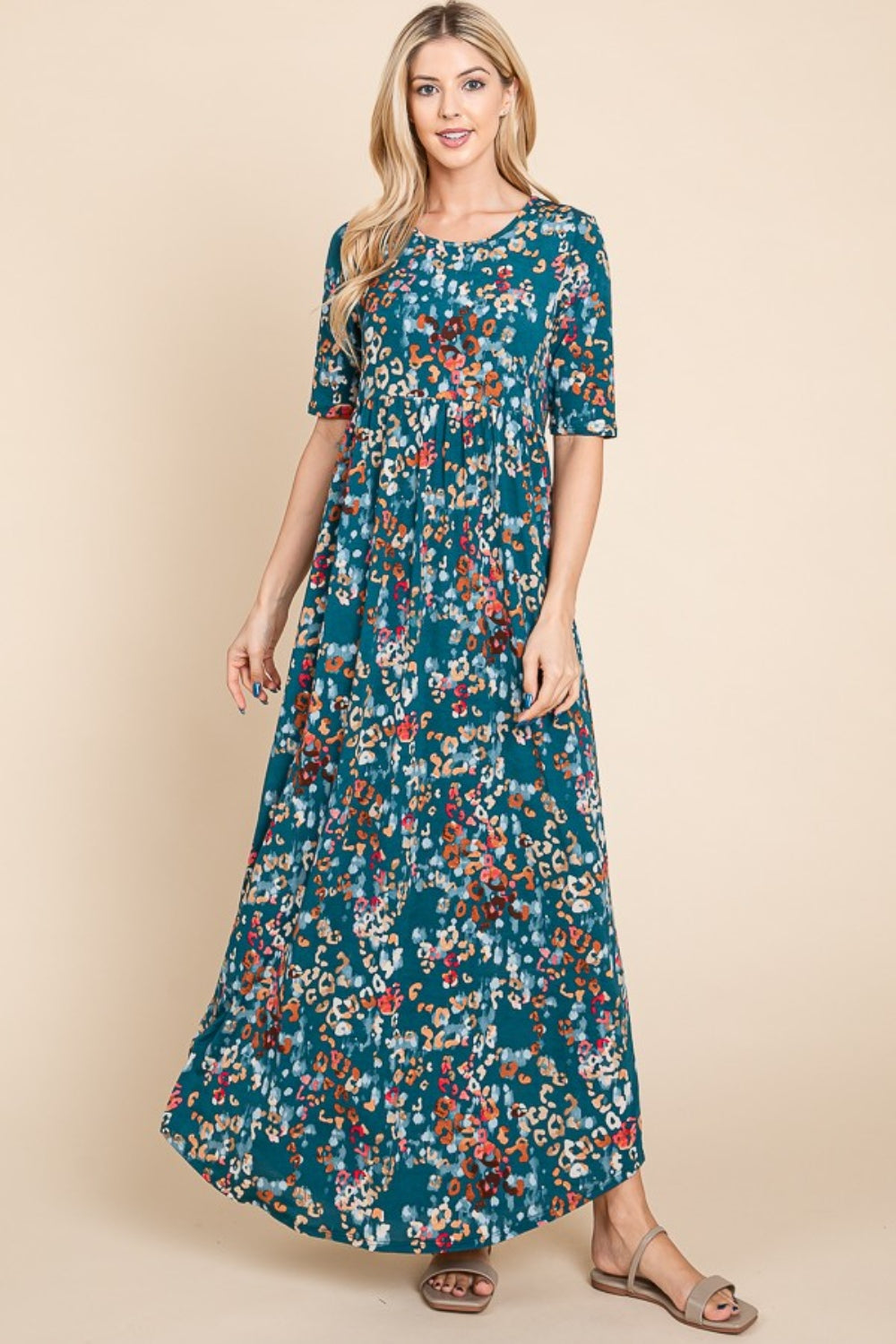 Printed Maxi Dress Teal