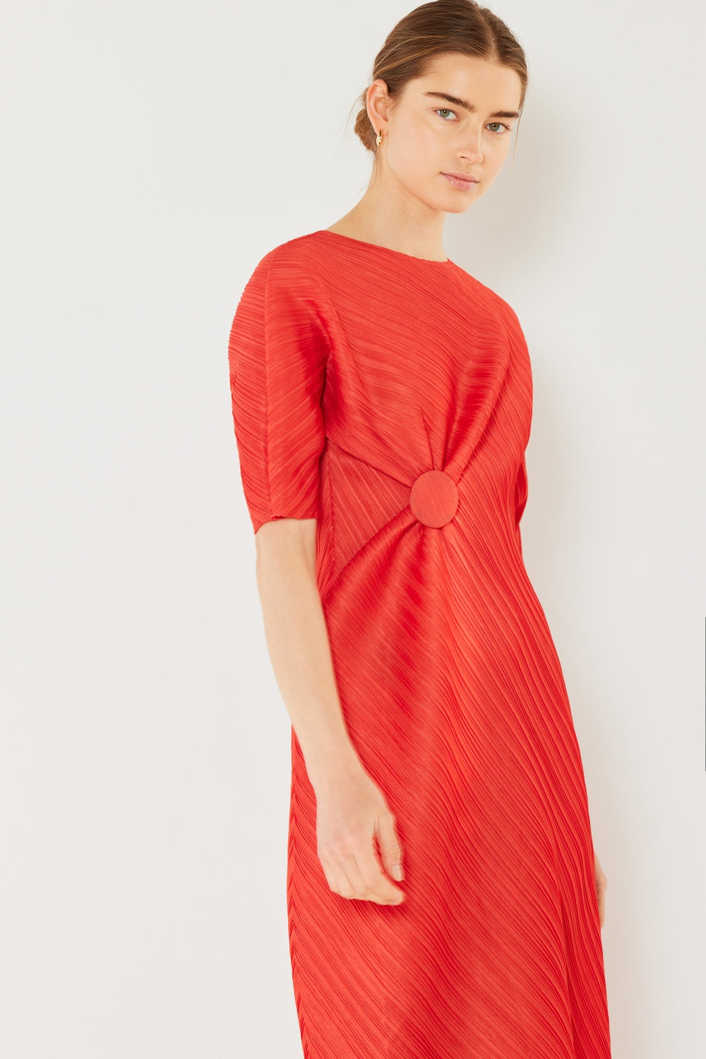 Swim Pleated Dolman Sleeve Midi Dress