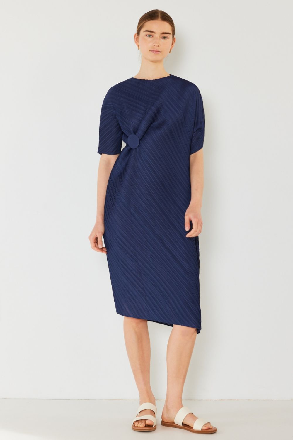 Swim Pleated Dolman Sleeve Midi Dress