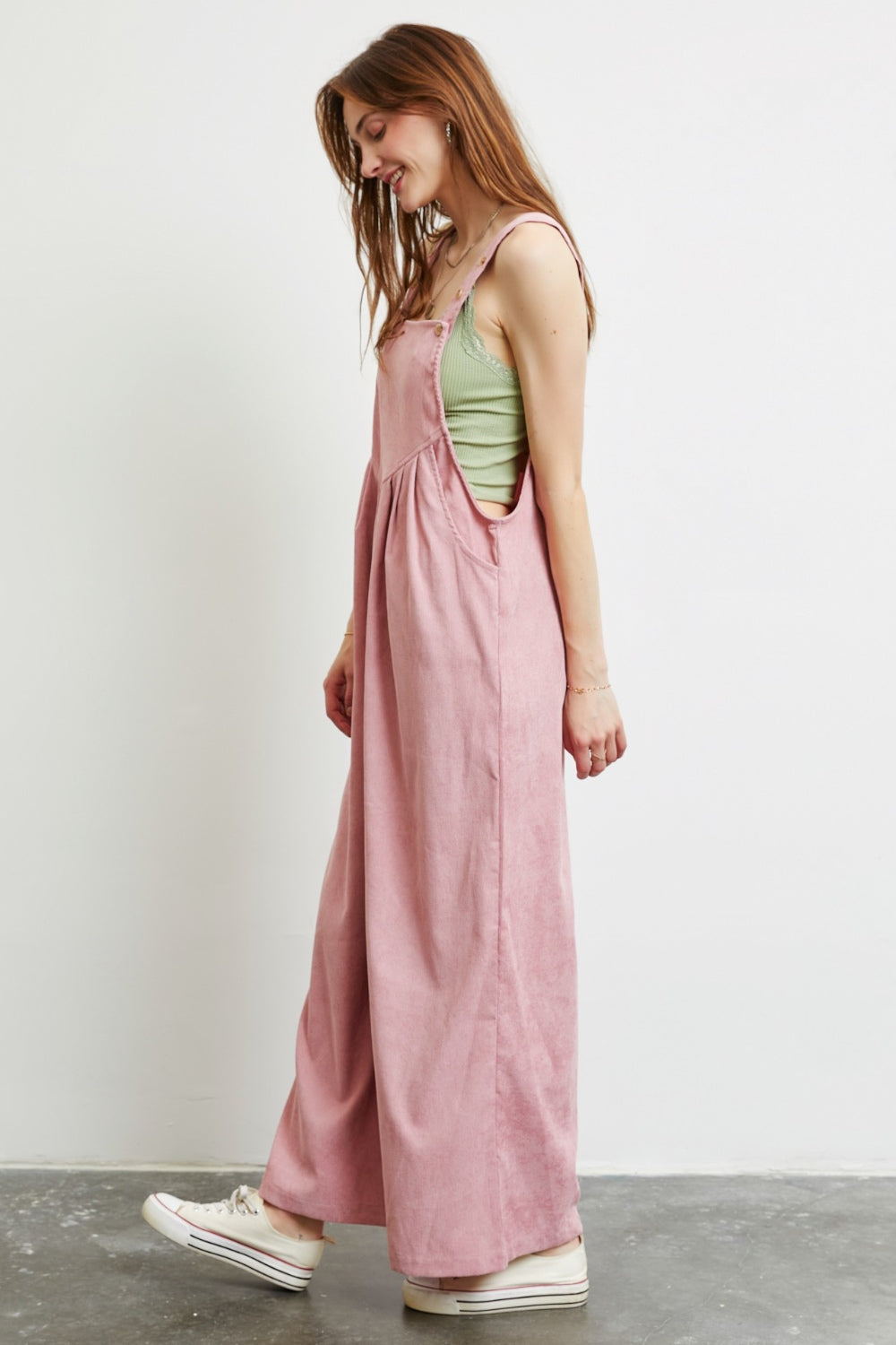 Full Size Corduroy Sleeveless Wide-Leg Overall