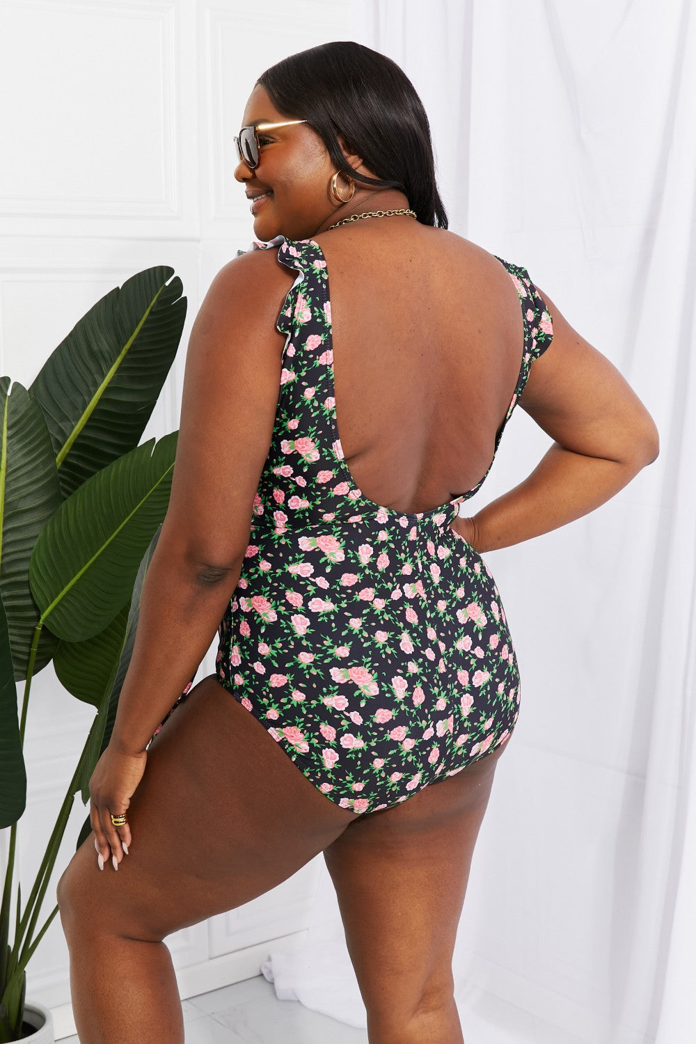 Swim Full Size Float On Ruffle Faux Wrap One-Piece in Floral