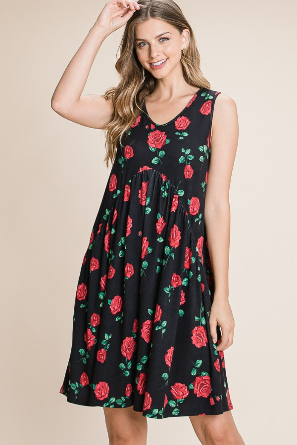 Floral Ruched Tank Short Dress