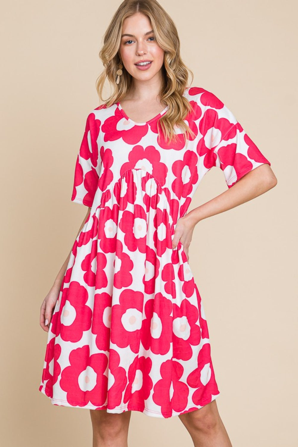 Flower Print Ruched Short Dress