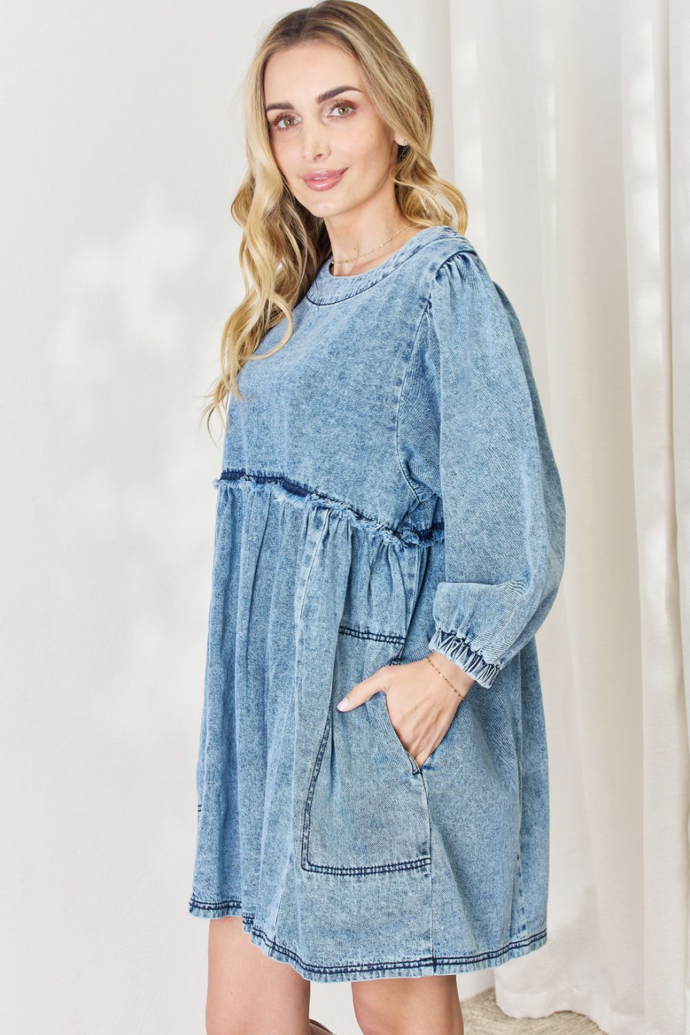 Full Size Oversized Denim Babydoll Dress