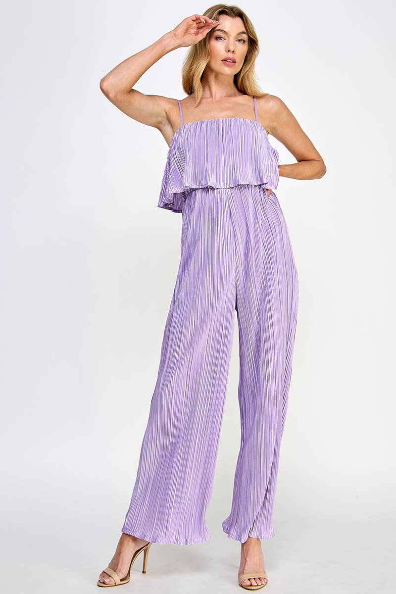 Lavander Spaghetti Strap  Flounce Jumpsuit